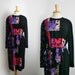 1970/ 80s plus size black long sleeve midi disco era geometric print dress, size 2x or 3x