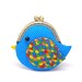 Cute ocean blue bird clutch purse