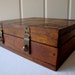 Vintage Handmade Oak Letter Filing Box Treasure Chest