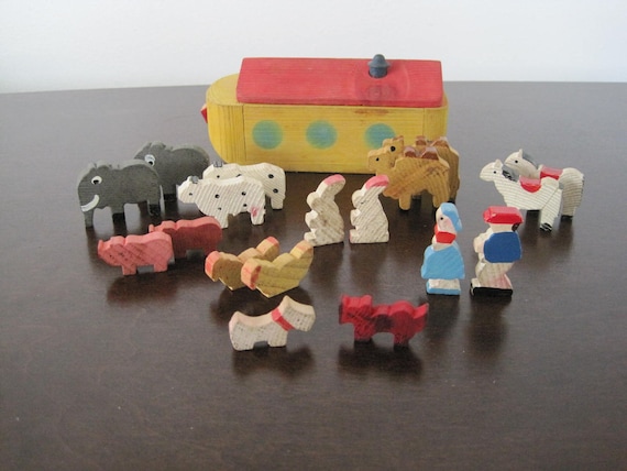 Vintage 1950s Miniature Toy Noah's Ark Made in Italy
