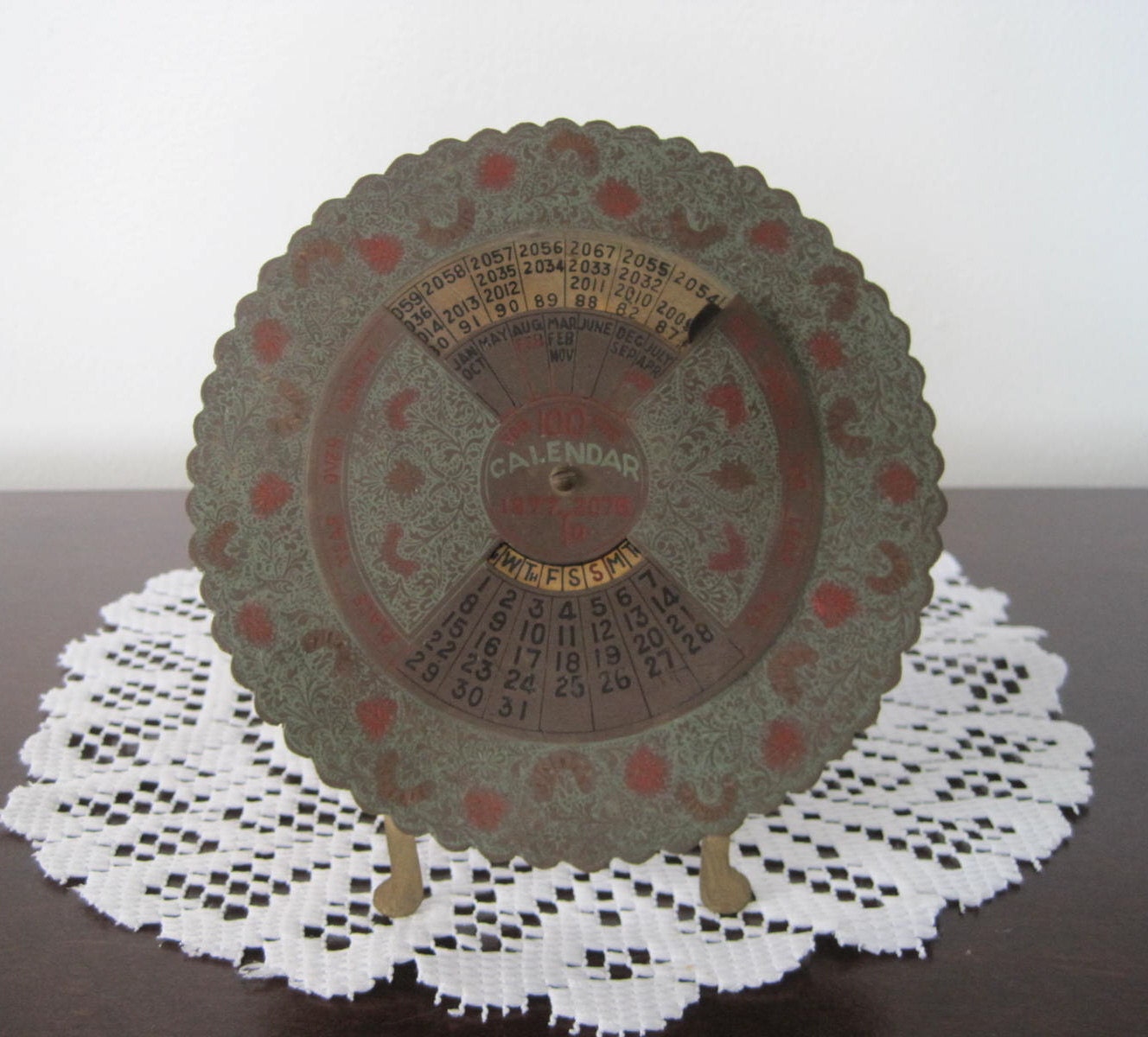 Vintage Brass 100 Year Calendar Made in India