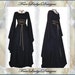Sale ~ Medieval/Renaissance Black Trumpet Sleeve Costume Gown, Custom made to order in your Color.