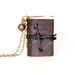 Steampunk leather journal necklace miniature mini book with blank pages brass chain - gift for her - brown chockolate cinnamon maroon