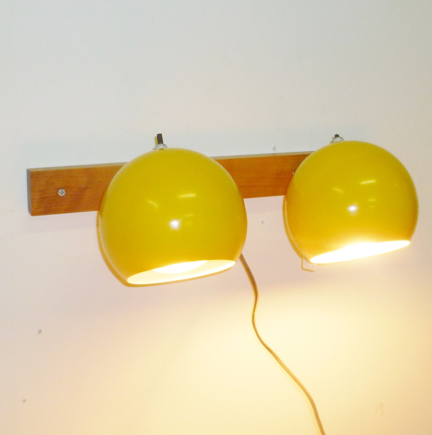 Yellow Wall Lamp Light Mid Century Modern MetalWood