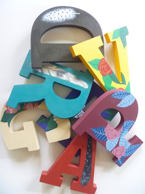 Items similar to Hand Painted Wooden Wall Letters (Monograms) on Etsy