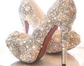Cinderellas Wish... crystal, glass and pearl covered high heels. Wedding bespoke custom design
