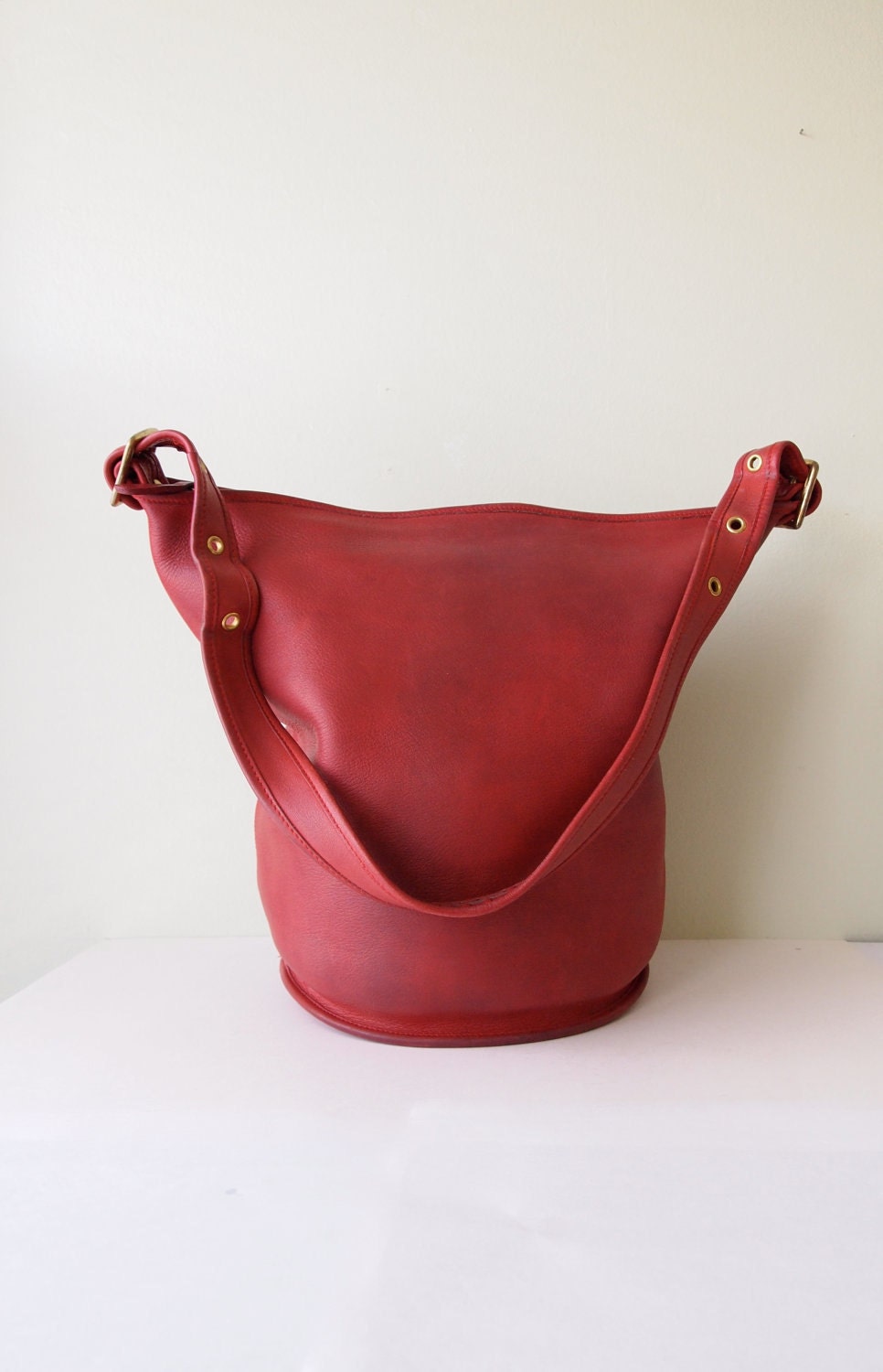 Vintage XL Coach Duffle Bag in Red // COACH Bucket Bag
