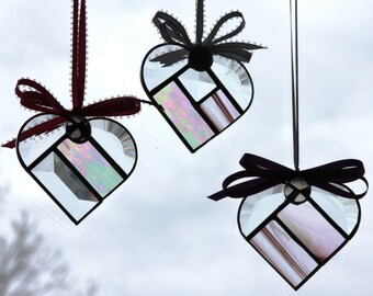 Small Pink Stained Glass Hearts