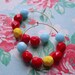 Hoop Earrings Beaded Gold Plated Baby Blue Sunshine Yellow Bright Cherry Red Czech Glass Beads Cheerful Colorful