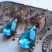 Estate Style Blue Earrings Old Hollywood Glamour Vintage Inspired Turquoise Something Blue Wedding Bride Aqua Dangle Sparkle Delicate Bright