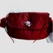 Burgundy clutch purse or handbag - satin brocade with pink rose brooch