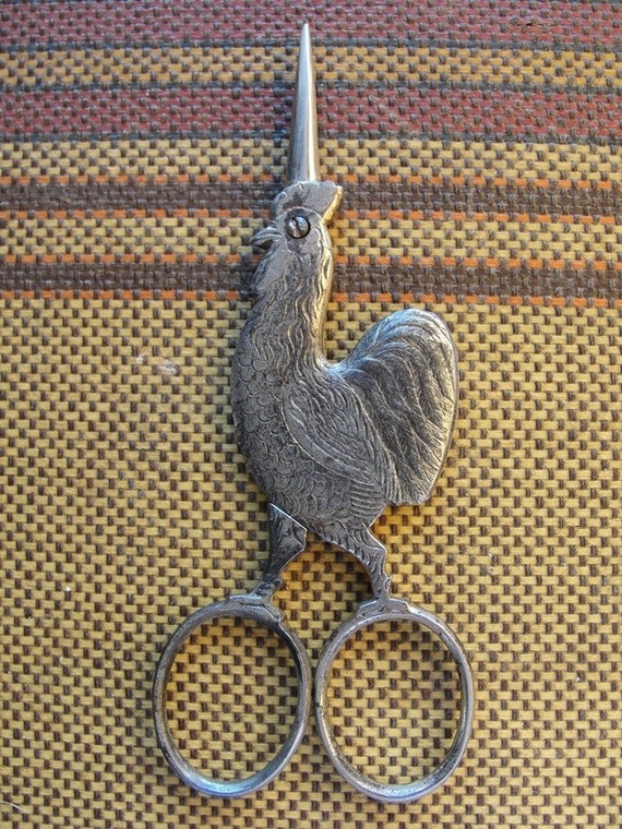 Antique German Sewing Scissors shaped like Hen or Rooster D.