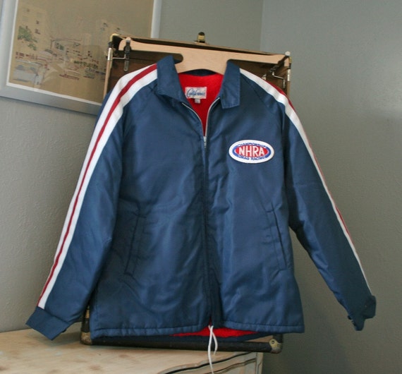 Vintage California NHRA Blue Drag Racing Winter Mens Jacket
