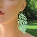 lace earrings - dangle earrings - mint green- handmade earrings