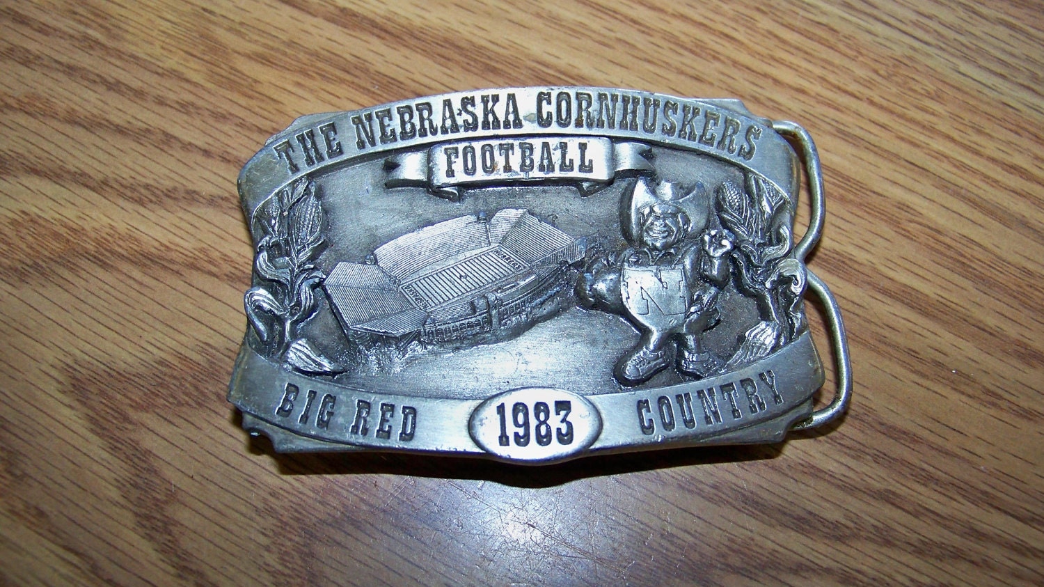 Vintage Nebraska Cornhuskers Football Belt Buckle High