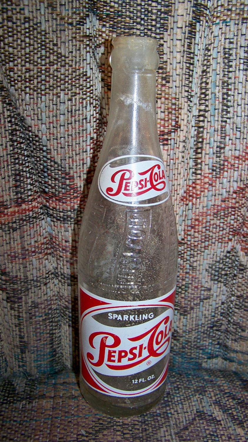 Vintage Pepsi Cola Glass Pop Soda Bottle 12 oz