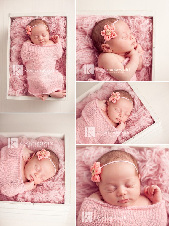 BABY Headband Pastel Pink Baby Headband Pink Flower