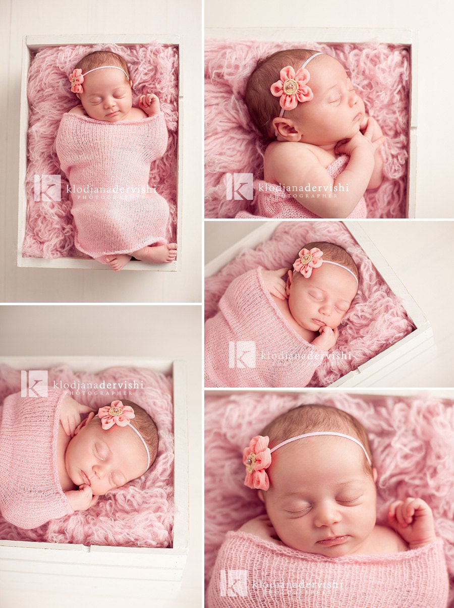 BABY Headband Pastel Pink Baby Headband Pink Flower