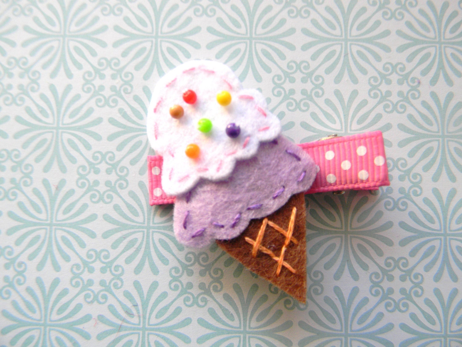 Ice Cream Cone Felt Clip