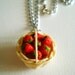 Necklace: Basket full of Strawberries  - Handmade miniature food jewelry -  madeinitalyteam