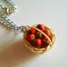 Necklace: Basket full of Strawberries  - Handmade miniature food jewelry -  madeinitalyteam
