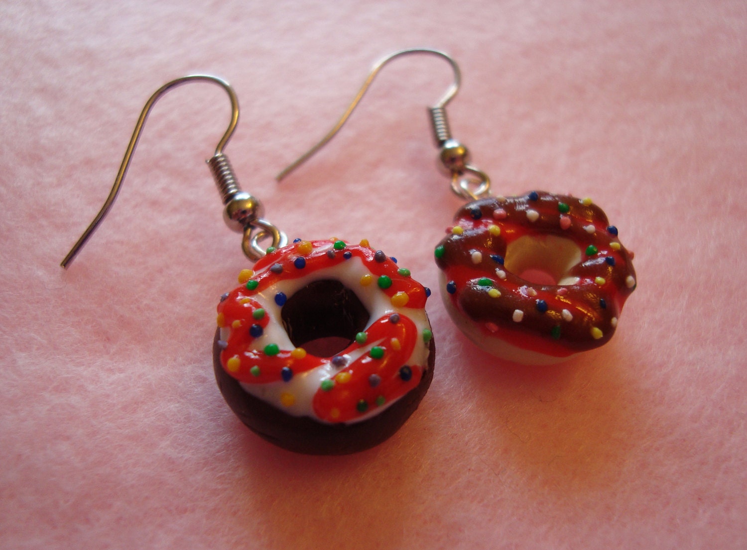 Polymer Clay Donut Earrings by PillowMonster on Etsy