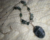 In the Forest beaded necklace, moss agate, sterling silver, one of a kind jewelry by Grey Girl Designs on Etsy