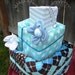 Diaper Cake for Baby Shower, Baby Blue, Square Topsy Turvy, Baby Shower Gift, Ready to Ship
