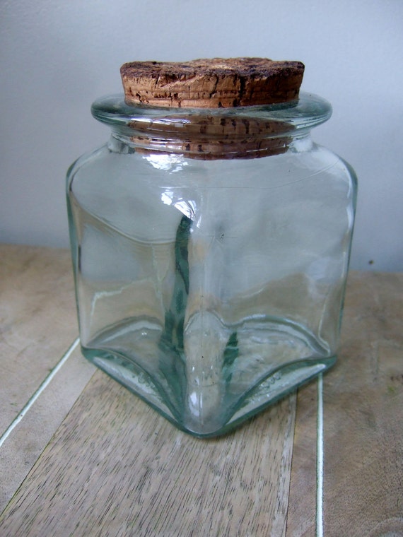 Green Glass Jar With Cork Lid Made In Spain