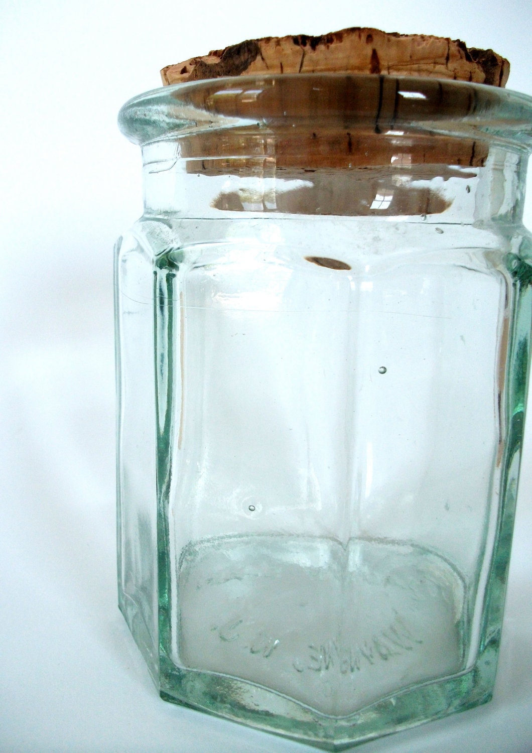 Large Green Glass Jar with Cork Lid