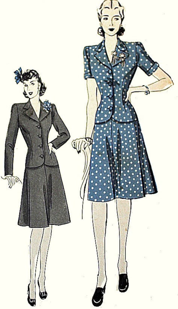 Vintage 1940s sewing pattern womens twopiece suit