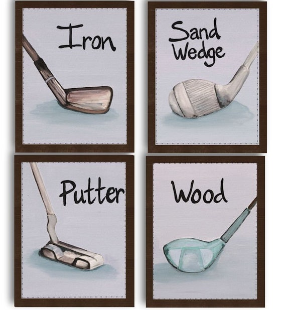 Brown Vintage Golf Club WALL ART for by art4theLITTLEpeople