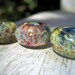 Three Glass Large Hole Pandora Raku Bead Copper Cream Purple and Earthy Colors Focal Bead