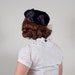 vintage 1950s hat / velvet pillbox / Midnight Skies