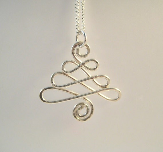 silver celtic christmas tree wire pendant silver celtic christmas tree wire pendant