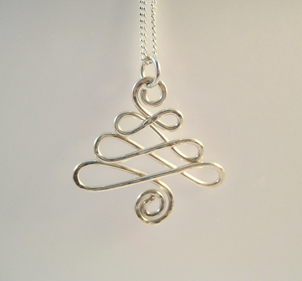silver celtic christmas tree wire pendant silver celtic christmas tree wire pendant