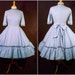 Vintage Dress - 1950s Rockabilly Gingham Full Circle Skirt Cotton Frock - Lace - Velvet Trim - Bow - For Size Medium Darling Dorothys
