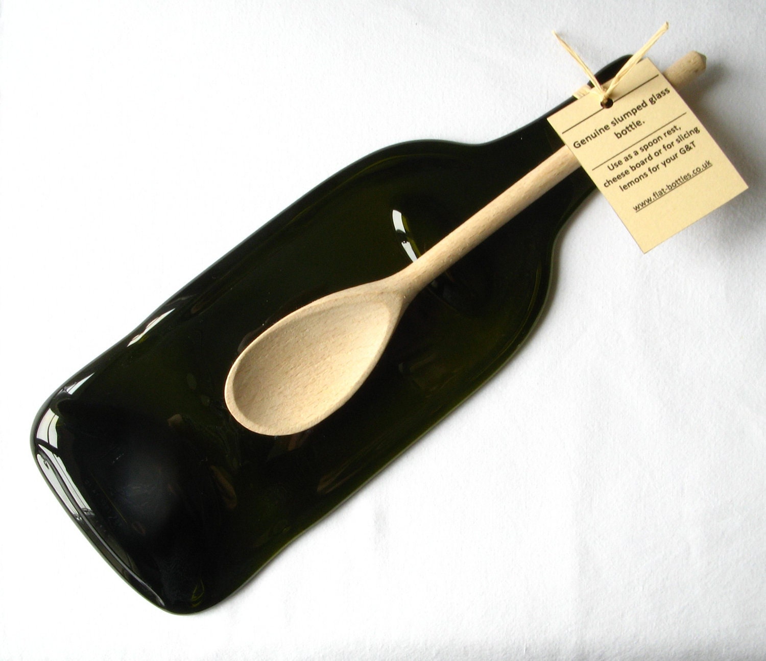 Flat bottle with wooden spoon wine bottle spoon rest