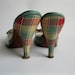 Vintage 1950s Plaid Springolator Shoes Bow Teal Wedding Bridal Fashions VLV