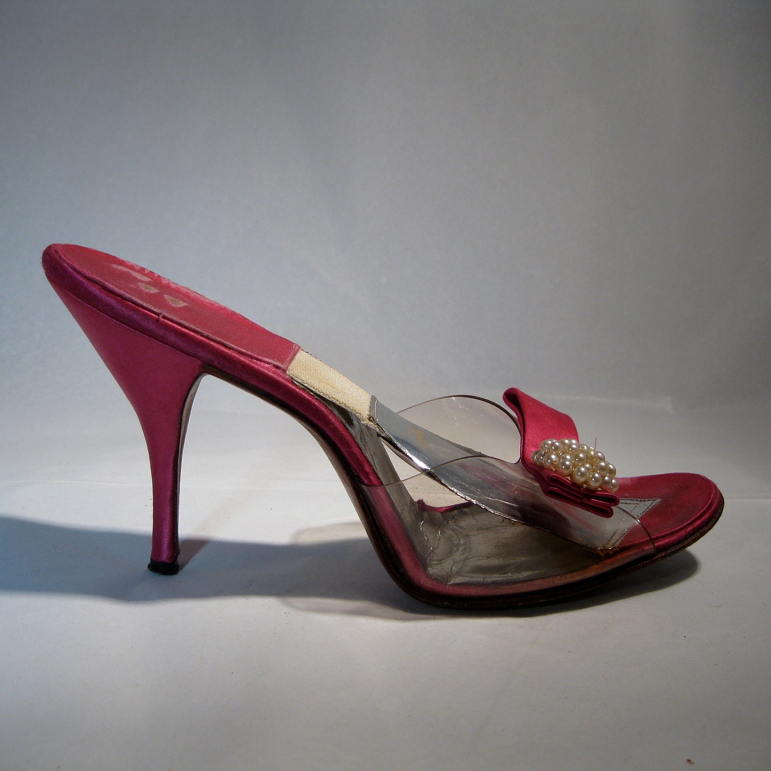 Vintage 1950s Pink Springolator Shoes Peep Toe Stiletto High
