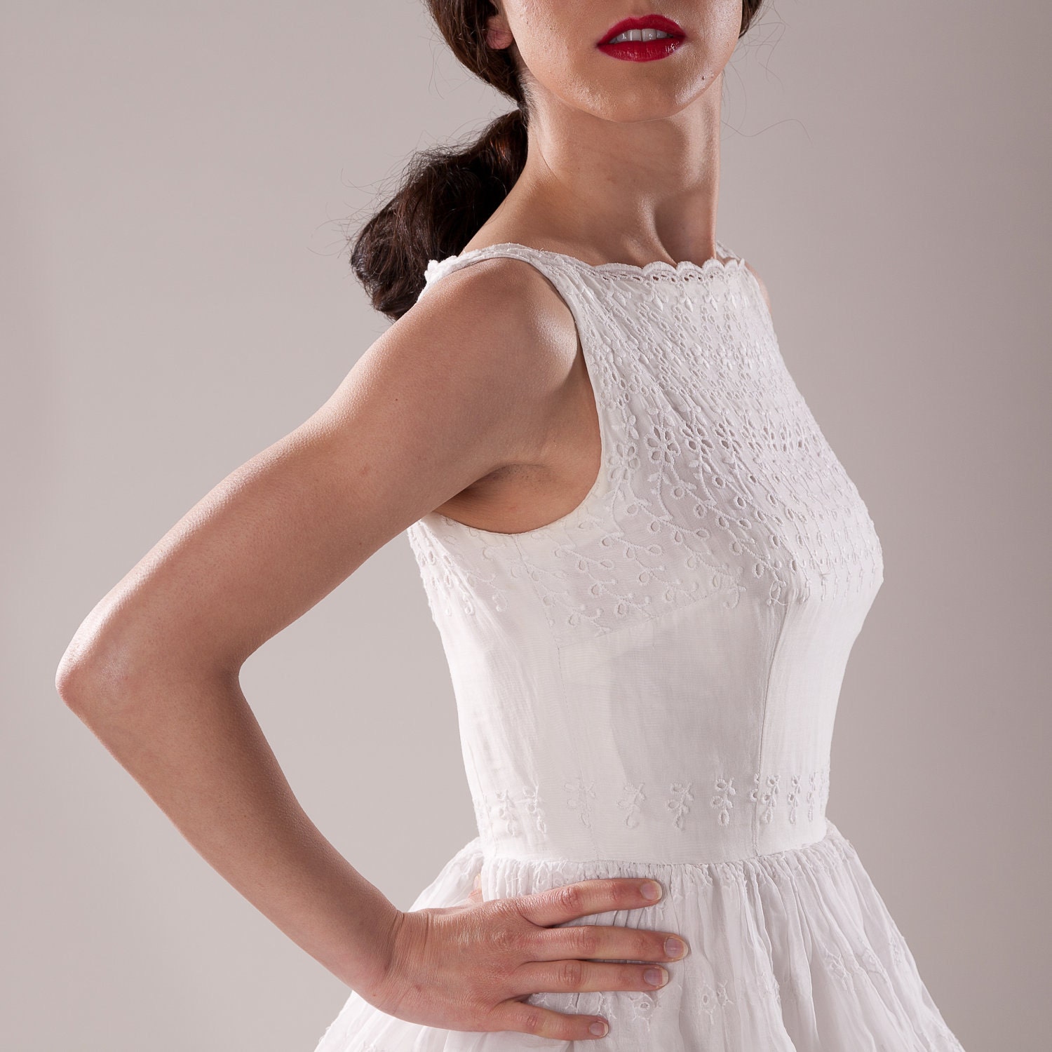 eyelet wedding gown