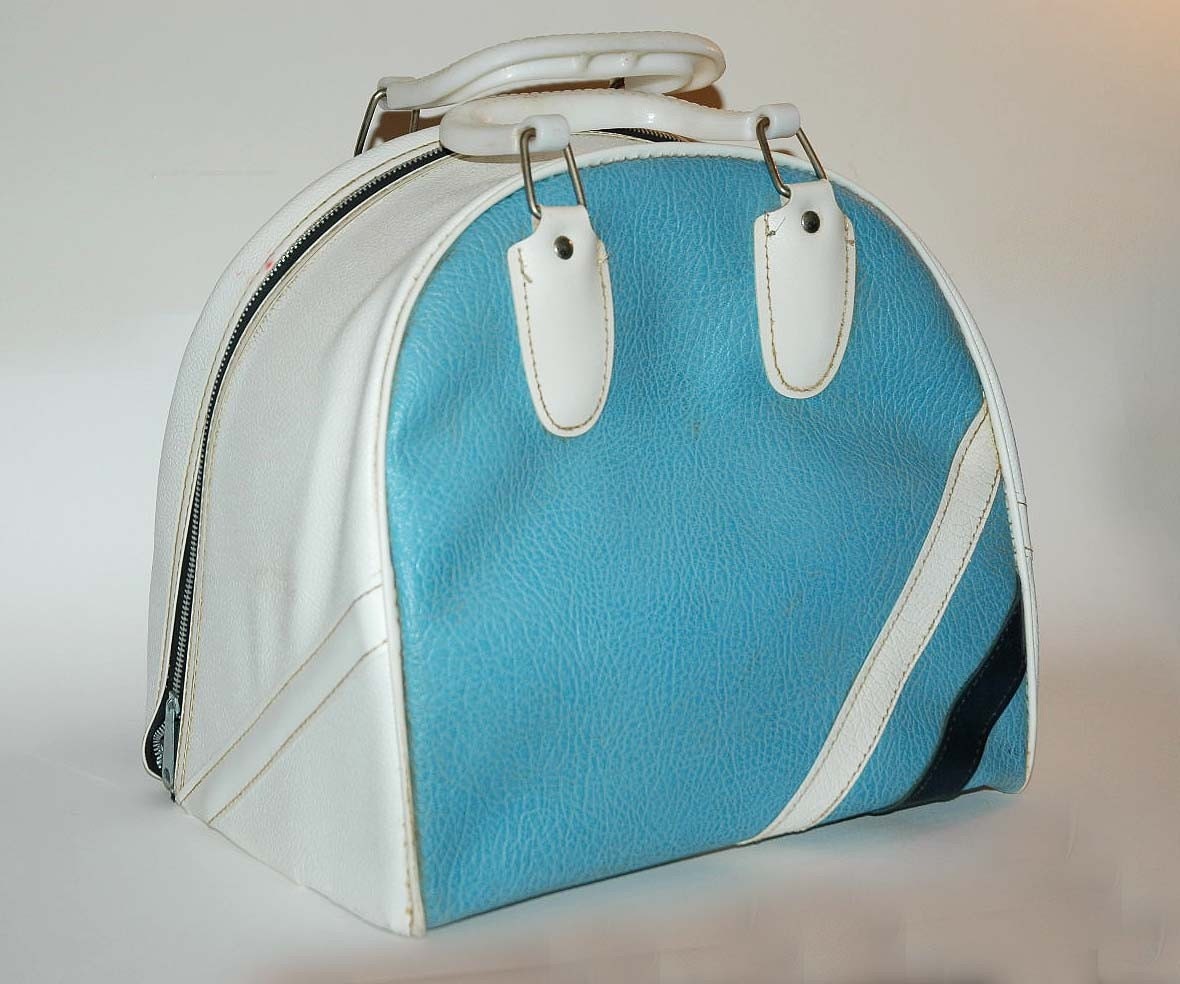 Vintage Bowling Ball Bag Retro Baby Blue Color