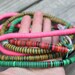 Semi-Wholesale Listing of Vintage Vinyl (Vulcanite) Record Beads, 3 strands of 8mm with Pink, Green, Blue, Yellow
