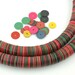 African Vinyl Record Beads Vintage Pink and Green, Rich colors with Pink- 14x.5mm. Rare.