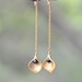 Long Gold Chain Earrings with Calla Lily Flower Petal and Black Crystals - Chic Long Gold Chain Dangle Earrings GIFT FOR HER