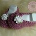 Baby Booties, Baby Girl Booties, Baby Girl, Crochet Girl Slippers, Rose, Ribbon Flowers, READY TO SHIP