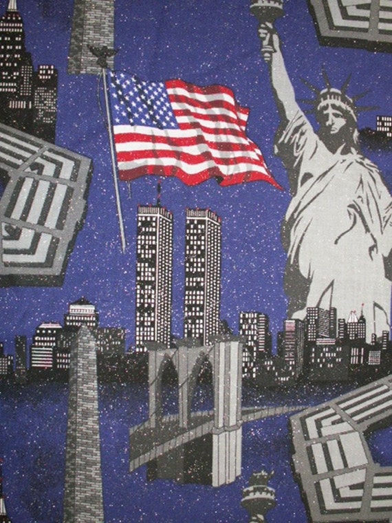 September 9 11 Twin Towers Fabric Pentagon Statue of Liberty