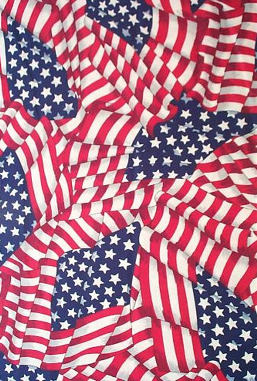 OILCLOTH Fabric Waving AMERICAN FLAG Oil Cloth Last Piece