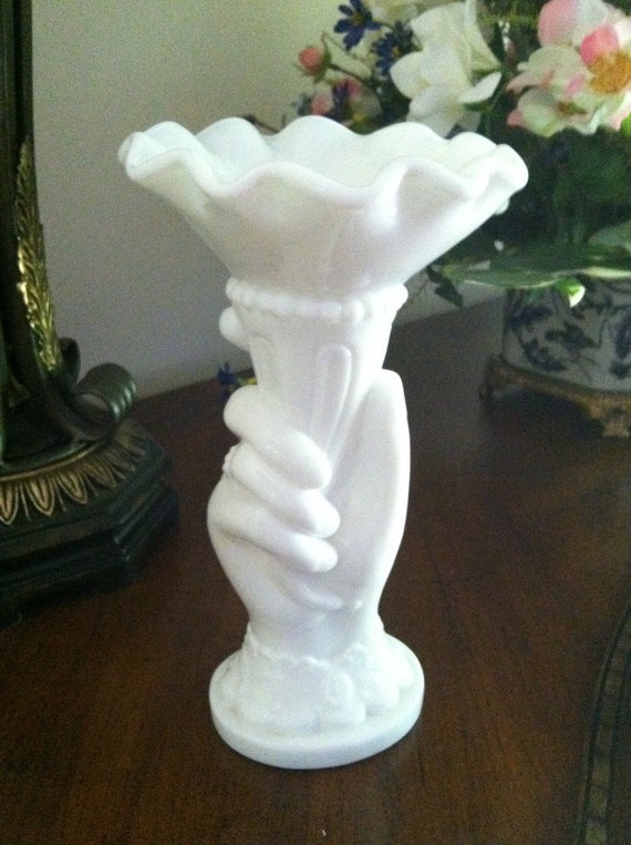 ON SALE Was 36.00 Westmoreland Milk Glass Hand Vase