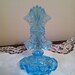 RESERVED for ClassyGlass - Ice Blue Faceted Perfume Bottle